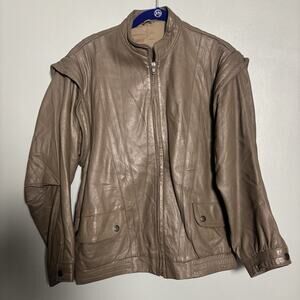 Vintage 90’s Algan Izmir Leather Motorcycle Jacket Vest Small European Coat